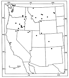 Map of distribution of modern Sorex Preblei