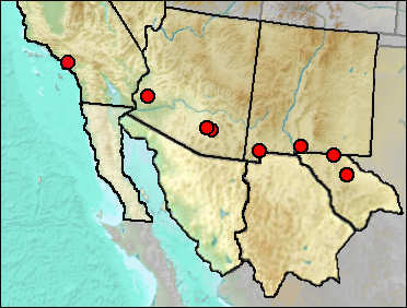 Regional distribution of Pleistocene fossil Arizona elegans