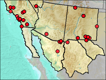 Regional Pleistocene distribution of Canis dirus