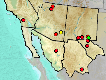Pleistocene distribution of Myotis sp.