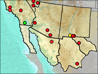 Pleistocene distribution of Onychomys sp.