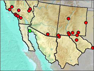 Pleistocene distribution of Urocyon cinereoargenteus