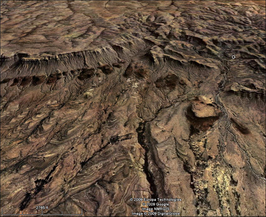 Google view of the location of Pendejo Cave