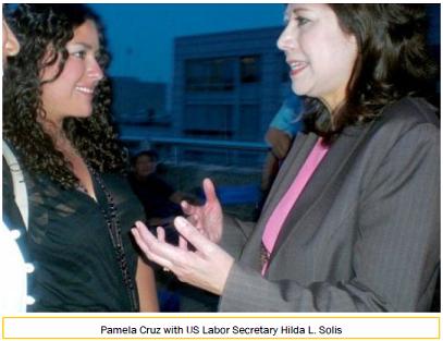 Pamela Cruz with US Labor Secretary Hilda L. Solis