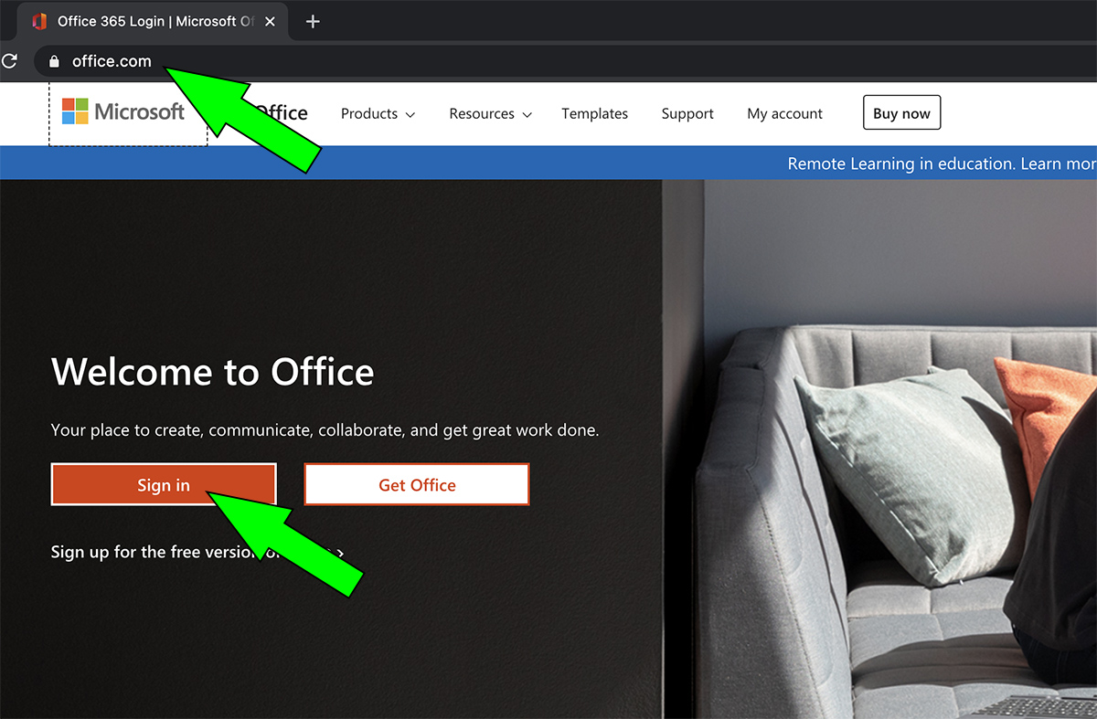 Accessing Microsoft Office through the Web