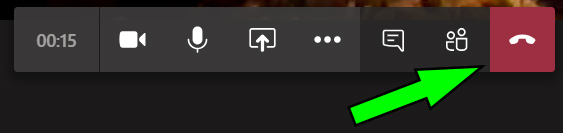Visual of the red end call button on Microsoft Teams.
