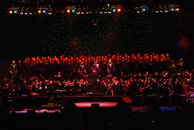 The entire cast, band, orchestra and choir from the UTEP Dinner Theatre 25th Anniversary Concert celebrating the lyrics of Sir Tim Rice at the Don Haskins Center.