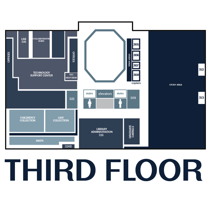 map of the library's third floor