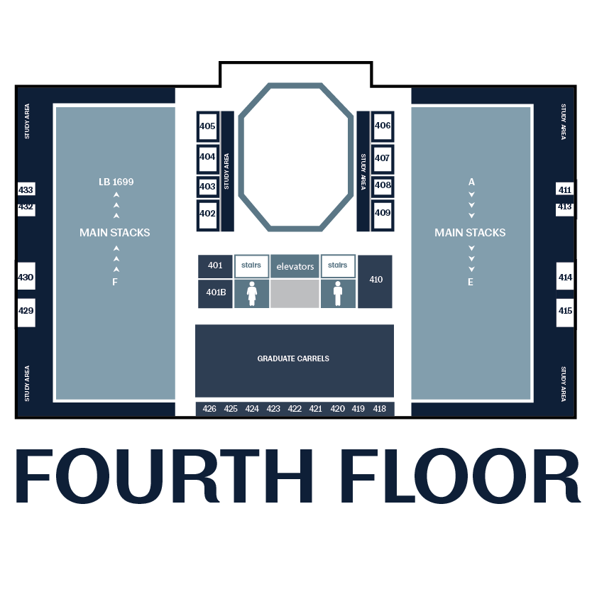 map of the library's fourth floor