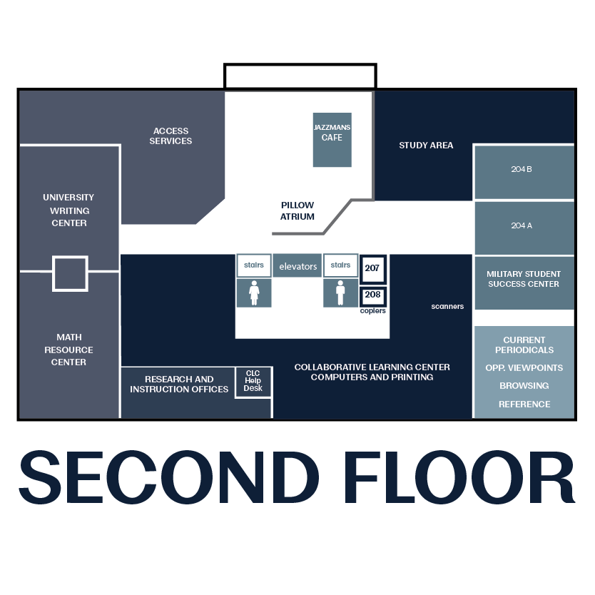 map of the library's second floor