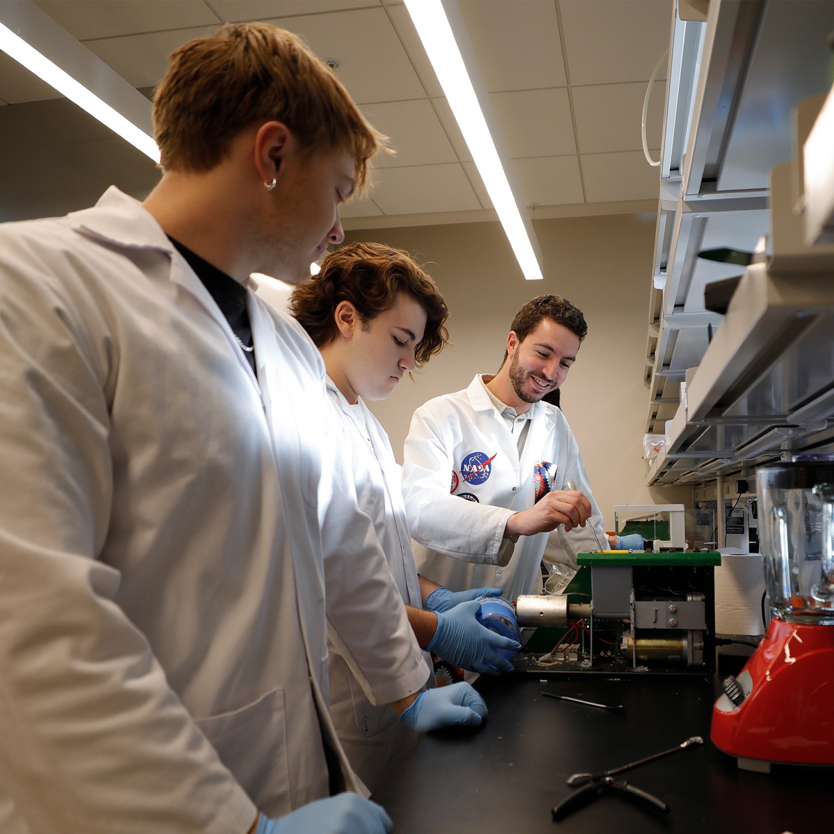 UTEP engineering students working together in a laboratory