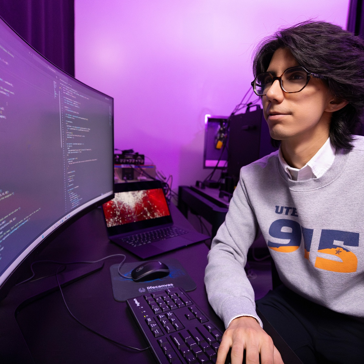 UTEP student working at a computer