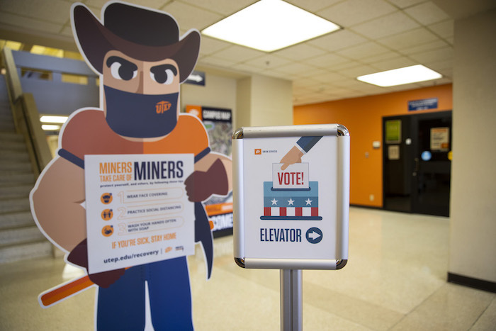 The Union Building at The University of Texas at El Paso is a site for early voting for El Paso’s runoff elections. Voting takes place from 8 a.m. to 5 p.m. through Tuesday, Dec. 8, 2020, in Union Building East, Templeton Suite 313. 