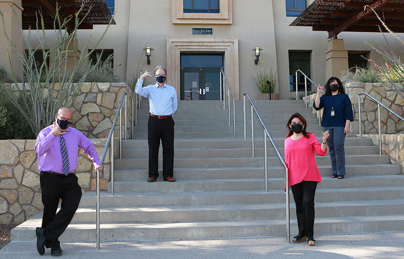 Researchers from The University of Texas at El Paso, from left, Osvaldo Morera, Ph.D., professor of psychology; Thomas Boland, Ph.D., professor of biomedical engineering; Josefina V. Tinajero, Ed.D., professor of teacher education; and Guadalupe Corral, Ph.D., manager of UTEP's Research, Evaluation and Assessment Services, will work with area high schools to enhance the capabilities of science teachers and their labs to encourage more students from modest backgrounds to pursue undergraduate degrees in engineering as well as biomedical and behavioral sciences. Photo: Laura Trejo / UTEP Communications 