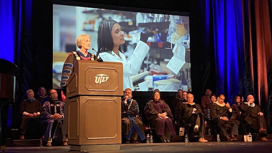 In her annual Fall Convocation address to the faculty and staff today, UTEP President Heather Wilson announced that The University of Texas at El Paso raised $38.9 million during FY2022 to support scholarships and fellowships, facilities and faculty.  