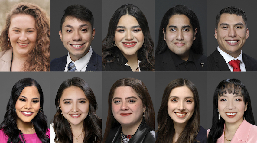 The Top Ten Seniors Awards are presented annually by The University of Texas at El Paso Alumni Association to a group of outstanding future alumni. Top row: Sophia Anastasia Andritsos, Adam Campos, Anahy Yoselin Diaz, Jordan Seth Dominguez, Maximo Sebastian Gamez. Bottom row: Camille Ariana Garcia, Paola Garcia Hernandez, Andrea Cecilia Herrera, Destiny Alejandra Rodriguez de San Miguel, Kaelin Li Walker.  