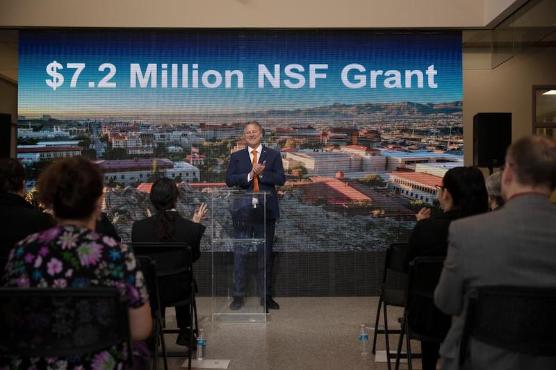 UTEP announced a $7.2 million grant from the National Science Foundation to support a comprehensive effort to engage the public and change the ways the geosciences are perceived, taught and applied. The announcement took place in UTEP's Chemistry and Computer Science Building on Feb. 24, 2023. Photo by JR Hernandez / UTEP Marketing and Communications 
