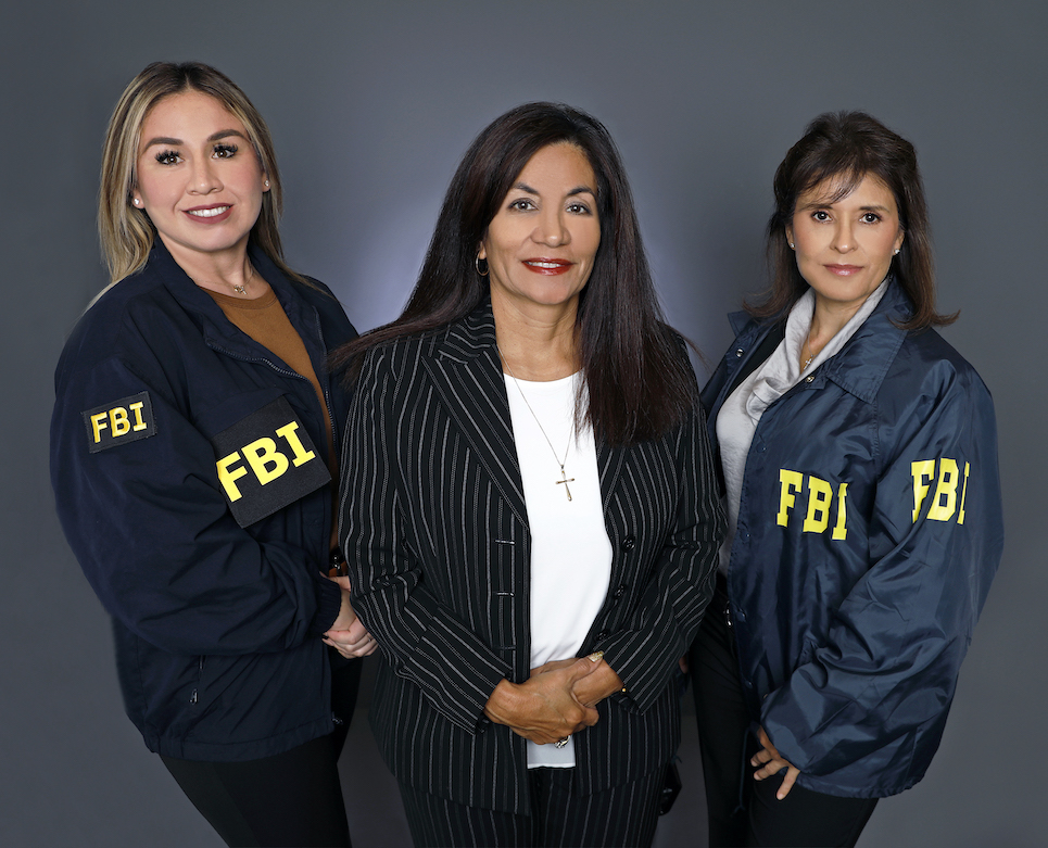 From left, Special Agent Eliza Reyes, Retired Special Agent Blanca Rivera and Supervisory Agent Aida Reyes represent three of the women who make up the FBI, which celebrated 50 years of women special agents in 2022. Photo by Laura Trejo / UTEP Marketing and Communications 