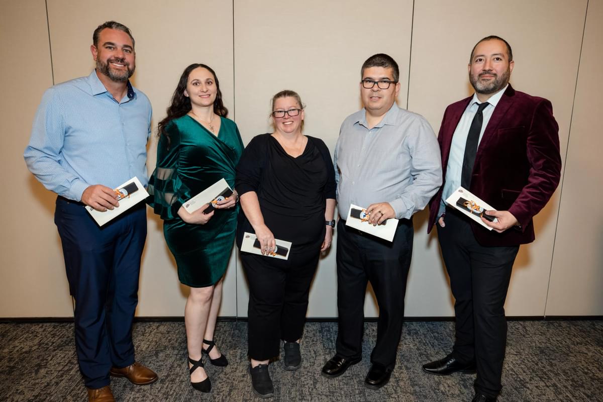 Five computer science educators from the El Paso region were honored and welcomed as the newest class of Hopper-Dean K-12 Fellows at the Hopper-Dean Center's annual gala. The 2023-24 fellows are, from left, Shawn Trousdale, Karina Melendez, Lisa Roskosky, Jose Enriquez, and Adrian Portillo. 