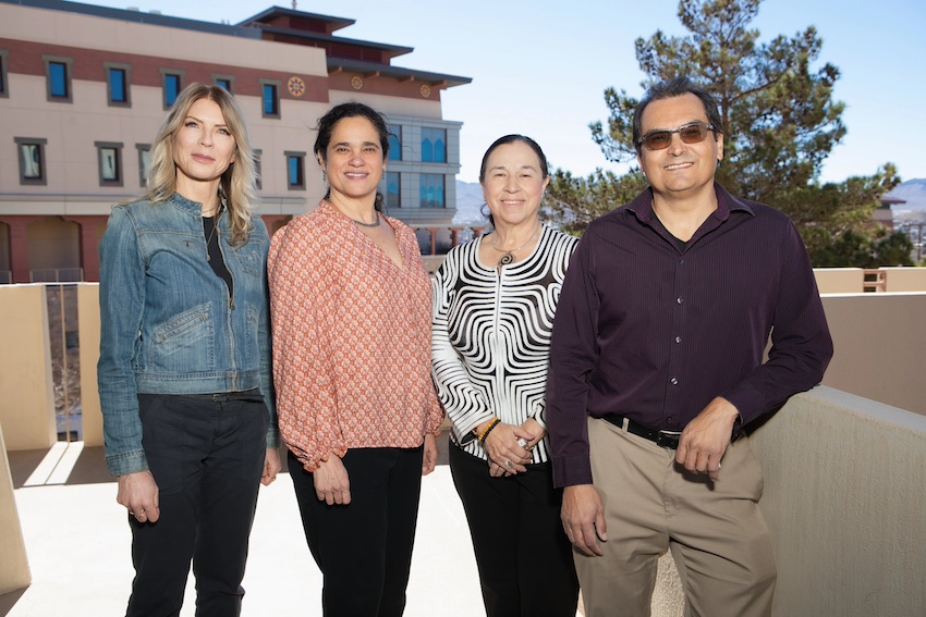 From left: Christina Convertino, Ph.D., an associate professor of teacher education and Provost’s Faculty Fellow for Faculty Leadership and Professional Development, Maria Teresa de la Piedra, Ph.D., director of the Teaching, Learning, and Culture Ph.D. program, Eva Moya, Ph.D., chair of the department of social work and Aaron Velasco, Ph.D., professor in the department of Earth, environmental and resource sciences. 