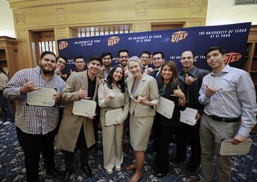 UTEP President Heather Wilson was joined by the recipients of a new scholarship from the Secretariat for Innovation and Economic Development and the Innovation and Competitiveness Institute of the State of Chihuahua during an event on the UTEP campus to announce the awards on Feb. 15, 2024. The scholarships will provide financial support to select students from the State of Chihuahua who are currently enrolled in postgraduate studies in semiconductors, the aerospace industry and electrified transportation at UTEP. Credit: The University of Texas at El Paso. 