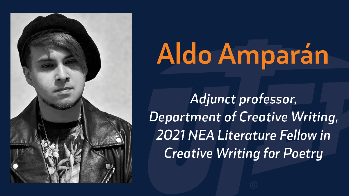 Aldo Amparán, an adjunct professor in the Department of Creative Writing, was named a 2021 Literature Fellow in Creative Writing for Poetry by the National Endowment for the Arts. Photo: Courtesy 