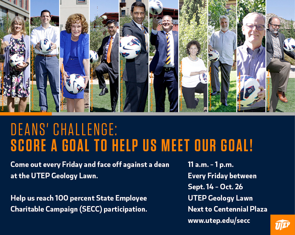 UTEP employees can take the Deans’ Challenge every Friday through Oct. 24 at the UTEP Geology Lawn.   