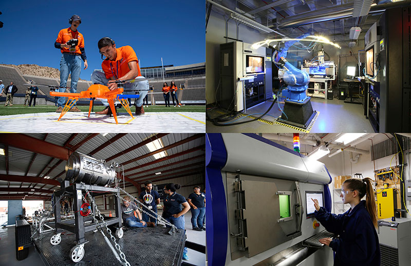 The University of Texas at El Paso is poised to strengthen the Paso del Norte region’s manufacturing sector to benefit the U.S. aerospace and defense enterprise through a $1.5 million grant awarded to UTEP’s Aerospace Center and W.M. Keck Center for 3D Innovation through the U.S. Economic Development Administration’s (EDA) Build to Scale program.  The pair of renowned UTEP research centers conduct research in additive manufacturing, aeronautics, energy engineering and space exploration. Photo: UTEP Communications 