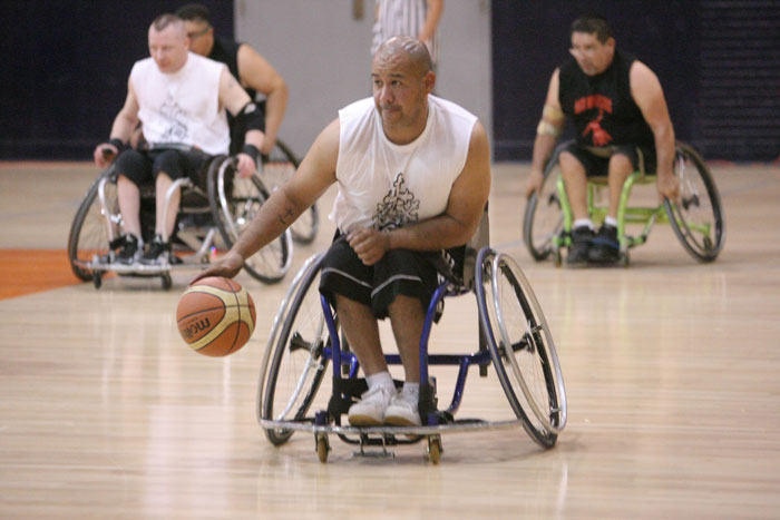 A popular AAW event is the annual wheelchair basketball game. 