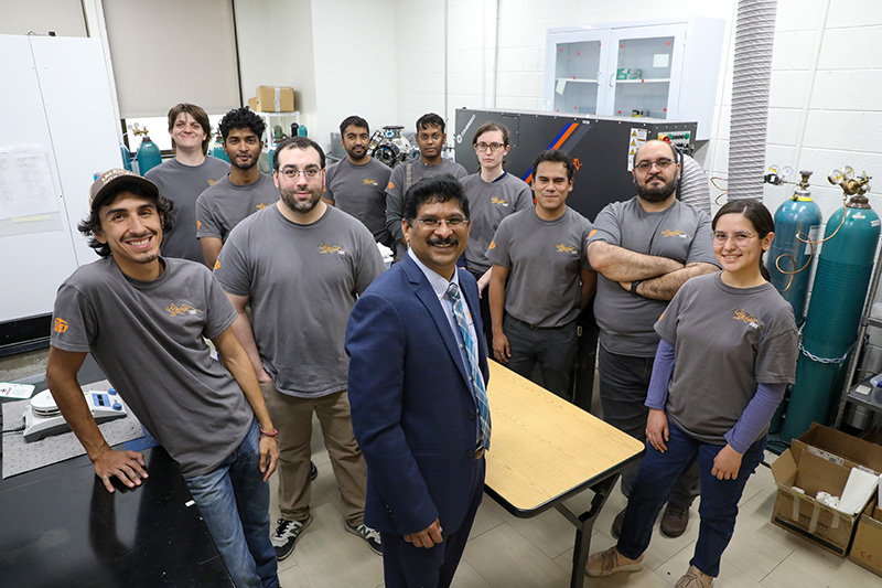 The Center for Advanced Materials Research at The University of Texas at El Paso, led by Ramana Chintalapalle, Ph.D., professor of mechanical engineering, has received a $917,000 grant from the Air Force Office of Scientific Research (AFOSR) to continue developing and improving advanced materials for national defense, power electronics and security interests. Photo: J.R. Hernandez / UTEP Marketing and Communications 