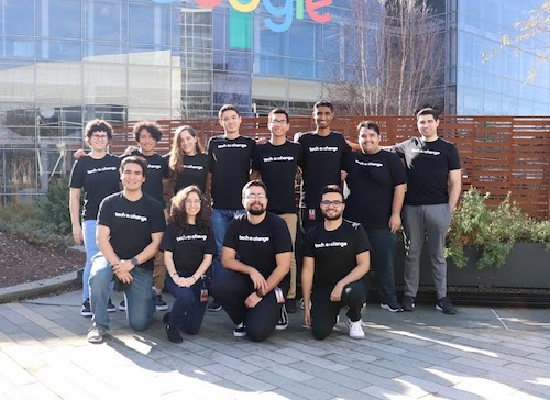 Computer science students from The University of Texas at El Paso are part of a contingent from Hispanic-Serving Institutions and Historically Black Colleges and Universities that are working remotely during the final month of Google’s Tech Exchange program. Participating in the cohort are students from UTEP; New Mexico State University (NMSU); California State University, Dominguez Hills (CSUDH), and the University of Puerto Rico-Mayaguez (UPRM).  From left to right: Back: Karelys Lopez (UPRM), Jose Rodriguez (UTEP), Ana Luisa Mata (UTEP), Kousei Richeson (NMSU), Kevin Ramirez (UTEP), Kamron Seeram (CSUDH), Andrew Aguilar (CSUDH), Jacob Collette (CSUDH), Front: Bryan Bustillos (NMSU), Catalina Sanchez-Maes (NMSU), Cristian Ruiz (UPRM), Daniel Torres (UPRM). The students are pictured in January 2020. 