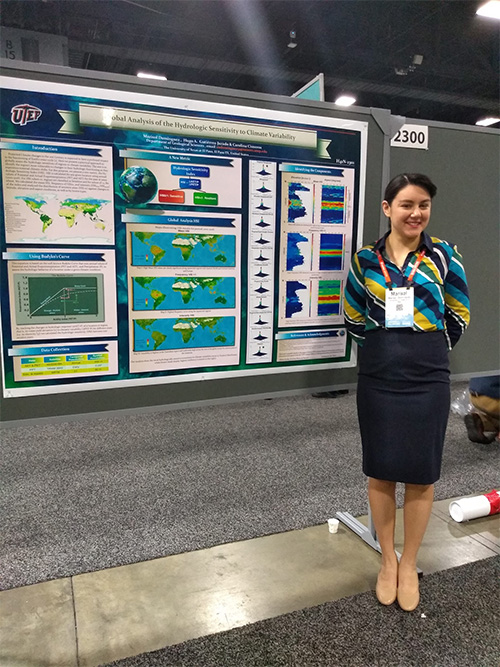 Marisol Dominguez, a geological sciences doctoral student, was presented with an Outstanding Student Paper Award (OSPA) at the American Geophysical Union’s (AGU’s) December meeting in Washington, D.C.  