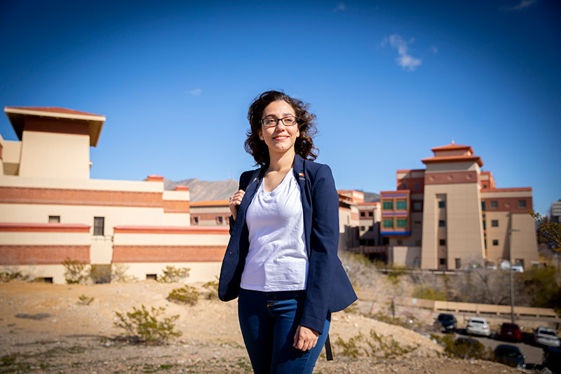 Sokaina El Bekri is near the midway point of a high-profile second semester at The University of Texas at El Paso's College of Business Administration (COBA). El Bekri, a native of Morocco and current graduate student in economics, is the college's first Fulbright Student Scholar and stands as evidence of the University's rising status as a national higher education leader.  Photo: Ivan Pierre Aguirre / UTEP Communications 