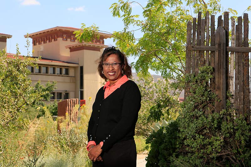 Deidra Hodges, Ph.D., draws on her military background and experience in private industry to create impactful lessons for her engineering students. She hopes to harness El Paso's sunny weather for her research into solar energy. Photo by J.R. Hernandez / UTEP Communications 