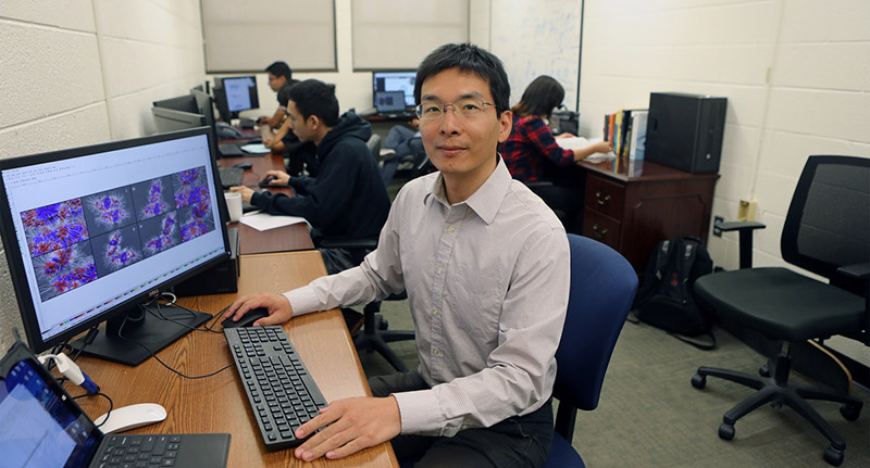 The Department of Physics at The University of Texas at El Paso was recently awarded a $1.5 million grant to research kinesins as potential targets for cancer drug development. Lin Li, Ph.D., assistant professor of computational biophysics, is the sole principal investigator of the four-year study. 