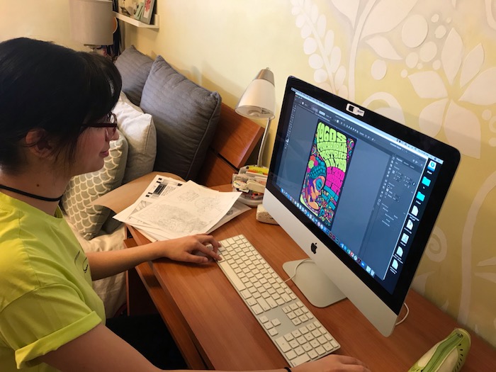 Sara Isasi, a senior double major in drawing and graphic arts, worked on one of the projects she submitted for the 2020 Annual Juried UTEP Student Virtual Art Exhibition. 