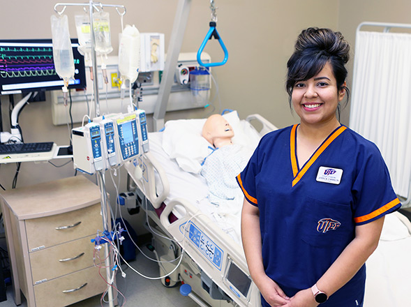 Jessica Carreon didn't shy away from the challenge that was presented to her by The University of Texas at El Paso's School of Nursing. In two years, Carreon has learned from accomplished professors, student organizations and her own persistence. Photo: Laura Trejo / UTEP Communications 