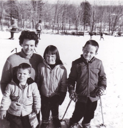 Marty and kids skiing 1966