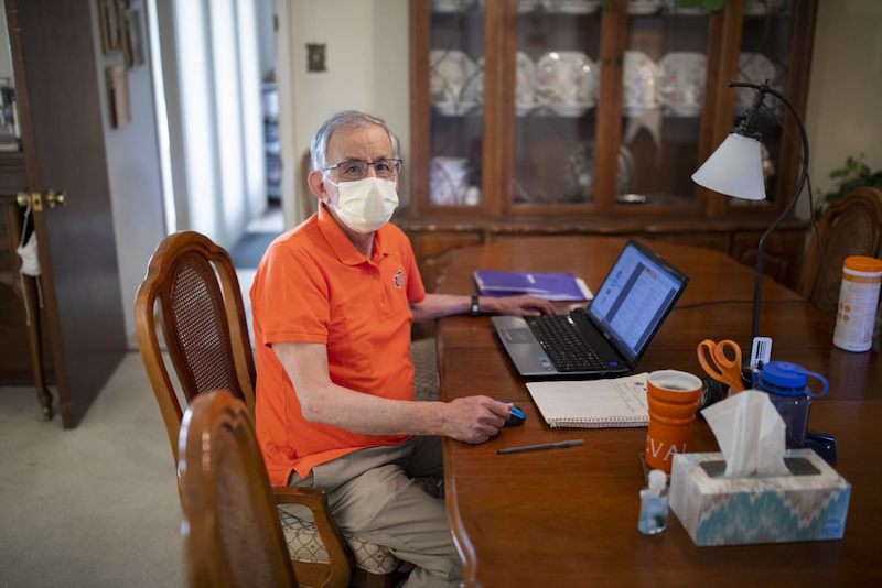 Oscar Estrada, a devoted student of The University of Texas at El Paso's Osher Lifelong Learning Institute, registered for several of the program's summer courses that are offered online because of the COVID-19 virus. He will take his classes on a laptop in the living room of his West Side home. 