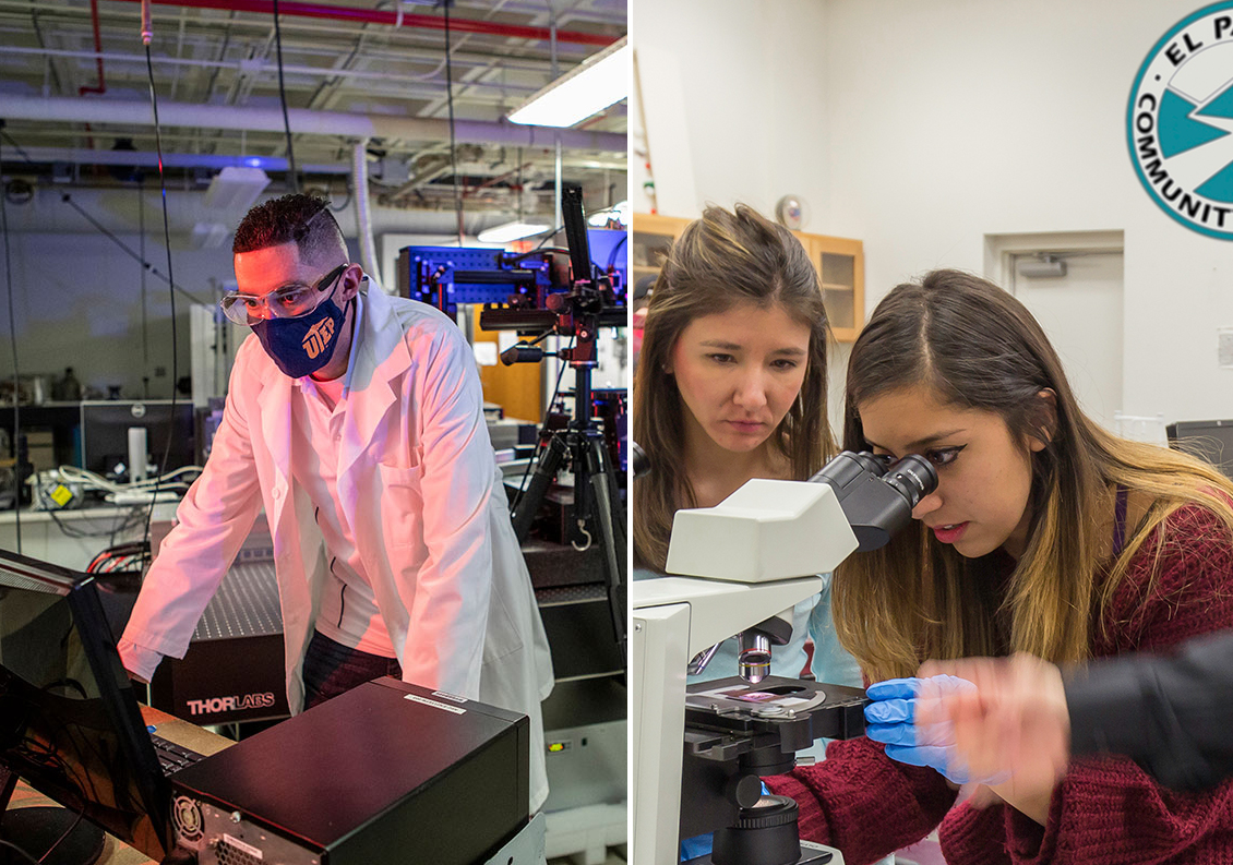 UTEP and EPCC have formed a partnership called STEMFUERTE (STEMSTRONG) to develop a multi-year STEM pathway program for low-income, First-Time in College (FTIC) students at both institutions of higher education. Photos: UTEP Marketing and Communications, El Paso Community College 