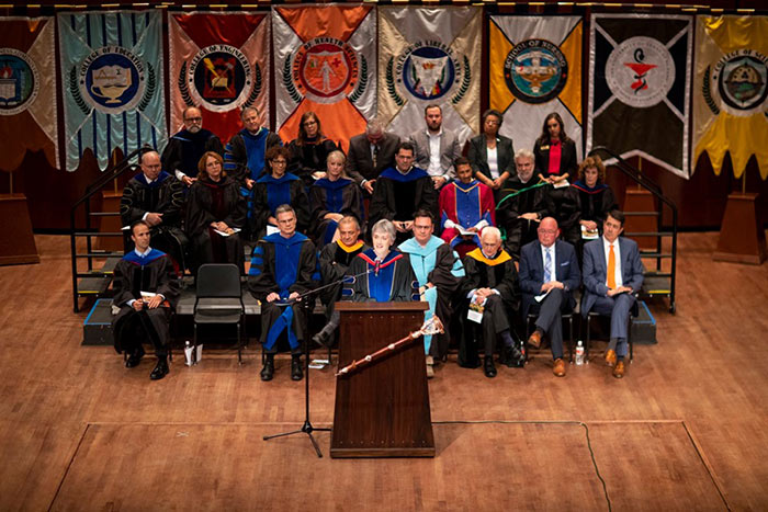 President Wilson delivered her first State of the University remarks to a crowd of UTEP faculty, staff and students at the 2019 Fall Convocation Tuesday, Oct. 17, 2019, in Fox Fine Arts Center Recital Hall. Photo: Ivan Pierre Aguirre / UTEP Communications 