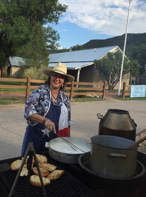 Meredith E. Abarca, Ph.D., professor of English, prepared some gravy as part of an interview with a chuck wagon cook that would become part of her research project. Photo courtesy of Meredith E. Abarca  