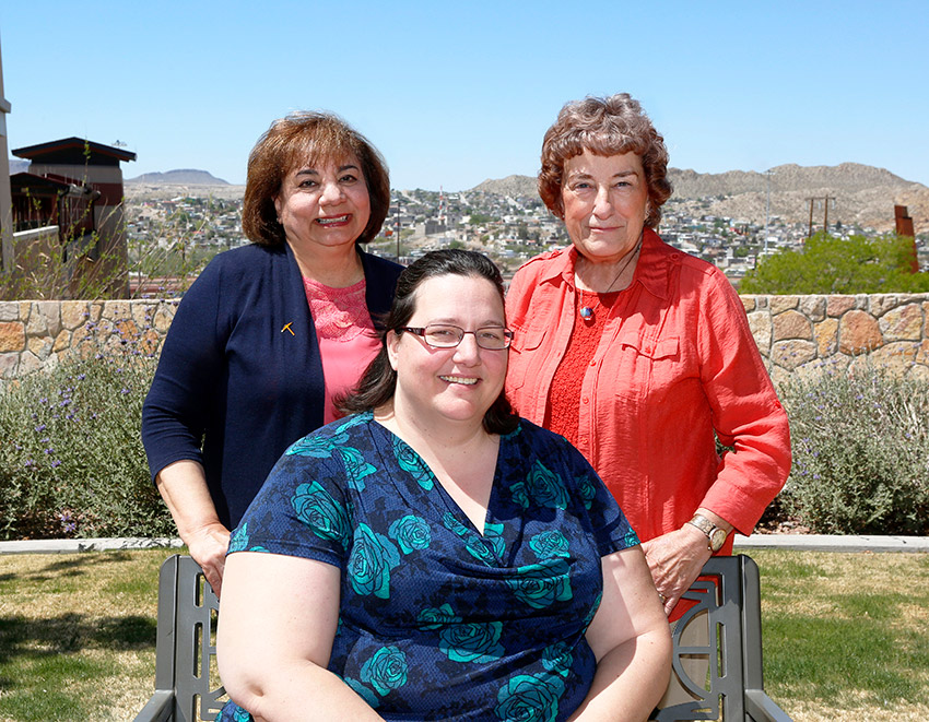 UTEP's RN-to-BSN program celebrated 30 years on May 6, 2019. Past directors include, from left, (standing) Gloria McKee, Ph.D., and Audree Reynolds, Ph.D. Melissa Wholeben, Ph.D., seated, has led the program since 2015.  