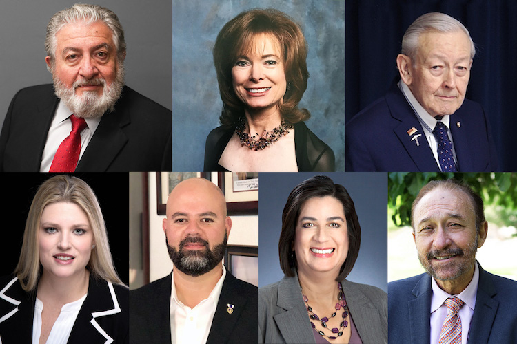 The University of Texas at El Paso has selected its 2020 Gold Nugget awardees. They include, clockwise from top left, Dwayne M. Aboud, M.D., Gloria Greve Perry-George, Harry (Hap) Lamberth, Carlos Spector, Marcela Navarrete, Victor L. Medina and Allie Trimble-Lozano. Photos: Courtesy 