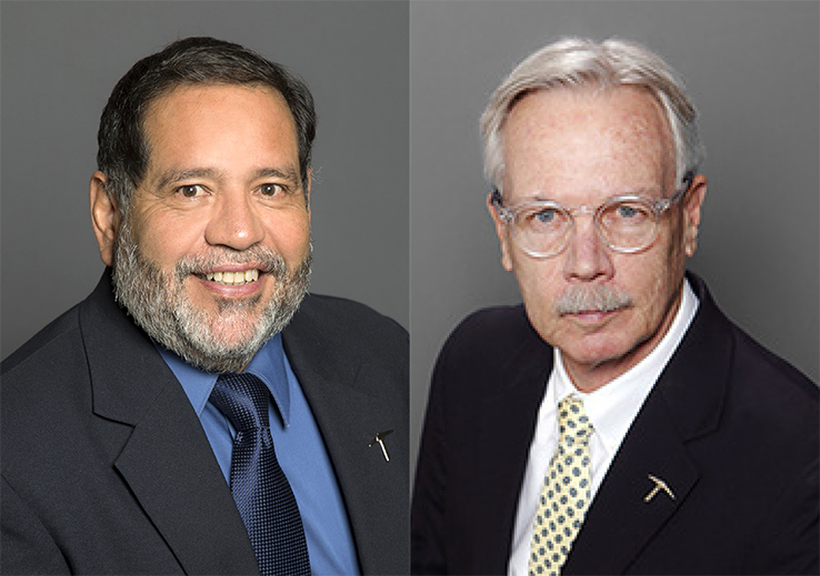 Gabriel Ibarra-Mejia, M.D., Ph.D., left, assistant professor in the Department of Public Health Sciences, and Mark Lusk, Ed.D., professor emeritus of social work, collaborated on a study titled, “Stress, Anxiety, and Depression among Latinx University Students during the COVID-19 Pandemic.” The study was recently published in the Social Development Issues journal.