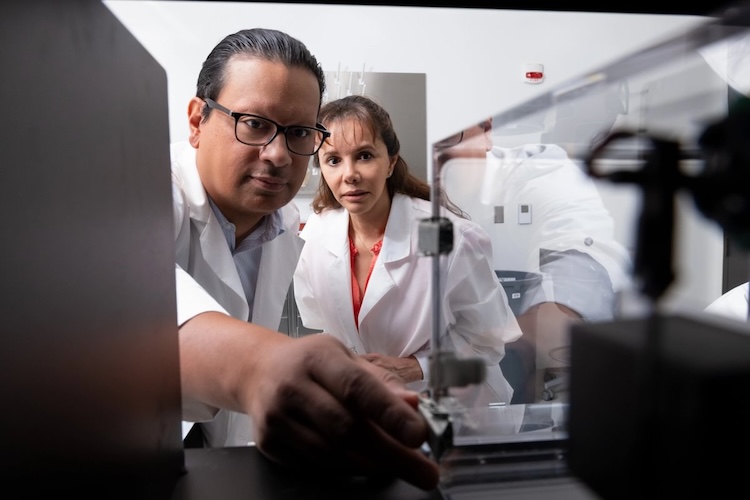 Ian Mendez, Ph.D. (left), associate professor of pharmacy and chair of the Department of Pharmaceutical Sciences at The University of Texas at El Paso, and Liliana Maynez-Anchondo (right), a doctoral student in the UTEP Department of Psychology, are two of the coauthors of a study that found nicotine vaping during adolescence may leave a lasting imprint on the brain’s reward system, driving nicotine-seeking behavior well into adulthood.  