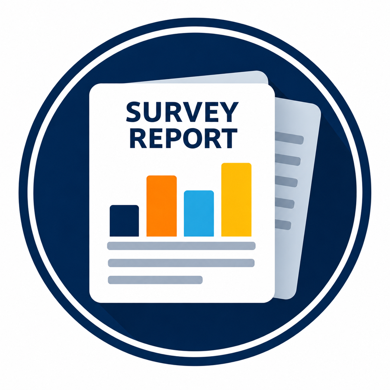 Survey report and chart illustration representing Survey Reports