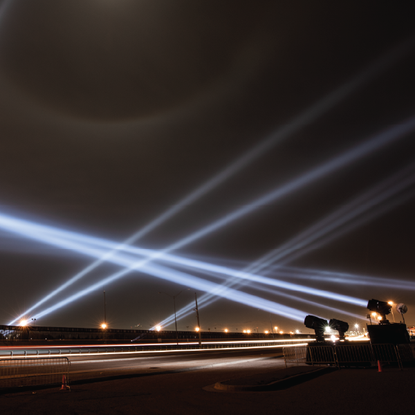 Rafael Lozano-Hemmer, Border Tuner / Sintonizador Fronterizo, Relational Architecture 23, 2019. Photo by: Mariana Yañez.