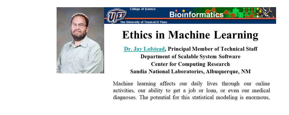CRLC Seminar by Dr. Lofstead on Ethics in Machine Learning; Friday, 2/3/23, 10:00 AM 
