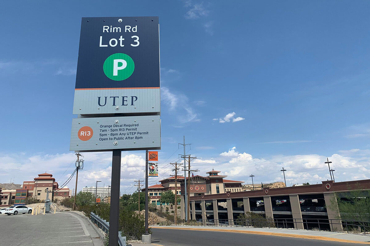 Utep Parking sign